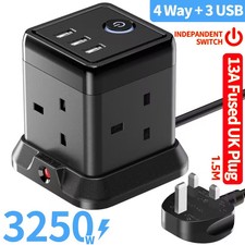 Cube Extension Lead with 3 USB